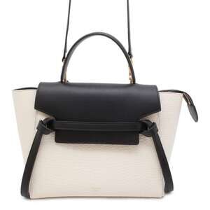 Celine Handbag Belt Bag Body Crossbody Bag Leather Shoulder Black White